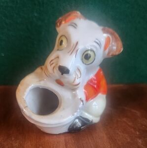Mini Japan Ceramic Dog Toothpick Holder Pet Canine Pottery